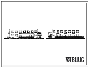 Фасады Типовой проект 244-1-48 Изолятор детского санатория на 360 мест. Здание двухэтажное. Стены из кирпича.