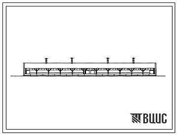 Фасады Типовой проект 801-4-43 Здание для откорма 250 голов молодняка крупного рогатого скота боксового содержания. Содержание молодняка от 12 до 18 месяцев - в секциях. с кормлением под навесом. Раздача кормов – мобильная. Удаление навоза – бульдозером. Размеры