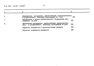 Состав альбома. Типовой проект 509-16.84Альбом 4.85 Сметы. Ведомости потребности материалов