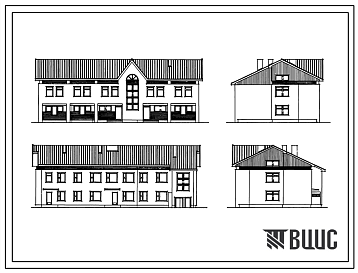 Фасады Типовой проект 254-4-71.13.89 Сельская амбулатория на 100 посещений в смену (для Белорусской ССР)