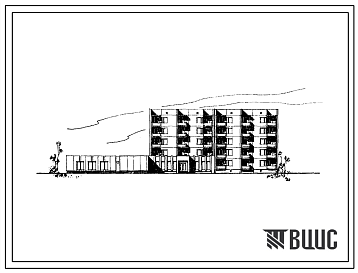 Фасады Типовой проект 161-135-130с/1 Общежитие пятиэтажное на 233 места. Для строительства в IIIБ климатическом подрайоне сейсмичностью 7 и 8 баллов.