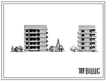 Фасады Типовой проект 67-017 Пятиэтажная блок-секция торцевая правая жилого дома на 15 квартир (однокомнатных 1Б-5, двухкомнатных 2Б-5, трехкомнатных 3Б-5). Для строительства во 2В, 3Б и 3В климатических подрайонах Украинской ССР на обычных грунтах, на просадочн