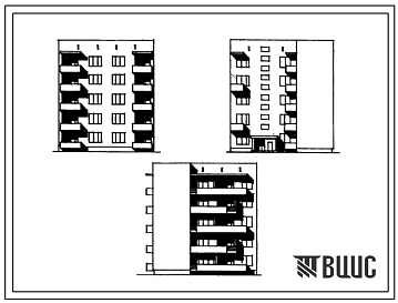 Фасады Типовой проект 67-028 5-этажная блок-секция угловая на 15 квартир 2Б.2Б.2Б (левая)