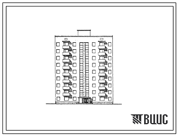 Фасады Типовой проект 87-072 Девятиэтажная унифицированная рядовая блок-секция на 36 квартир (однокомнатных 1Б-1, двухкомнатных 2Б-18, трехкомнатных 3А-8, трехкомнатных 3Б-9). Для строительства во 2В, 3Б и 3В климатических подрайонах Украинской ССР на обычных гр