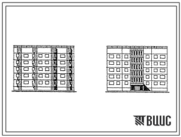 Фасады Типовой проект 93-047.13.86 Блок-секция рядовая 5-этажная 20-квартирная 2Б-2Б-3Б-3Б для строительства в г. Мурманске и Мурмаской области