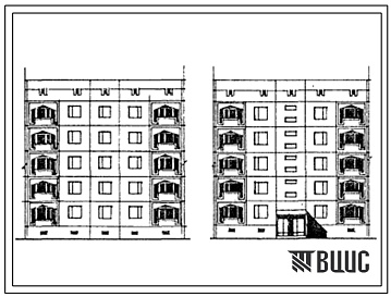 Фасады Типовой проект 150-019с.13.87 Блок-секция 5-этажная 10-квартирная рядовая 4.3. Для строительства в Азербайджанской ССР.