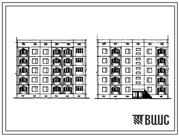 Фасады Типовой проект 150-020с.13.87 Блок-секция 5-этажная 10-квартирная рядовая 4.5. Для строительства в Азербайджанской ССР.