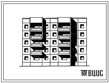 Фасады Типовой проект 97-0307.87 Блок-секция 5-этажная 20-квартирная торцевая правая 1-1-3-4