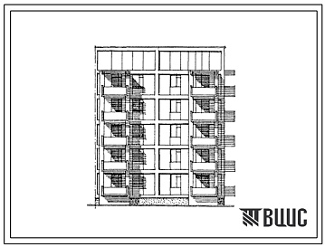 Фасады Типовой проект 172-06с.13.87 Блок-секция поворотная правая 5-этажная 10 квартирная 2Б-4Б для строительства в Молдавской ССР