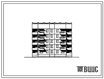 Фасады Типовой проект 135-0221.83 Блок-секция 5-этажная 20-квартирная рядовая с торцевыми окончаниями 1Б-2Б-3Б-3Б. Для строительства в 1В климатическом подрайоне, 2 и 3 климатических районах.