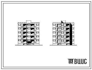 Фасады Типовой проект 126-025 Пятиэтажная рядовая, торцевая блок-секция на 15 квартир (однокомнатных 1Б-5, двухкомнатных 2Б-5, трехкомнатных  3А-5). Стены из крупных ячеистобетонных блоков.