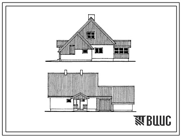 Фасады Типовой проект 143-000-474.13.86 4-комнатный мансардный жилой дом с хозяйственным помещением (для строительства в Эстонской ССР)