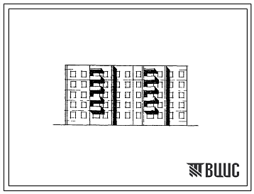 Фасады Типовой проект 141-06 Пятиэтажная блок-секция торцевая левая на 30 квартир (однокомнатных 1Б-10; двухкомнатных 2Б-5; трехкомнатных 3А-10; четырехкомнатных 4Б-5)