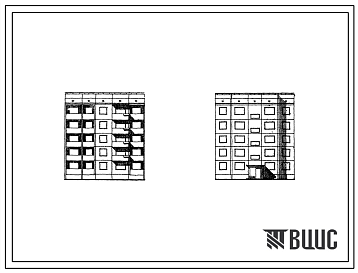 Фасады 94-05 Пятиэтажная крупнопанельная рядовая правая 1Б-2Б-3Б блок-секция на 15 квартир. Для строительства во 2 и 3 строительно-климатичских зонах, в районах Украинской ССР с обычными геологическими условиями, с просадочными грунтами и с подрабатываемыми терр