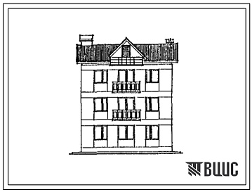 Фасады Типовой проект 123-17-152с.13.90 3-этажная блок-квартира (правый блок) с 3-комнатными квартирами 3-3-II (для республики Грузия)