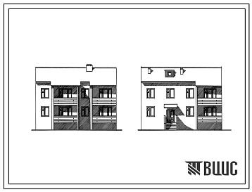 Фасады Типовой проект 192-068.91 Блок-секция 2-этажная рядовая с квартирами в 2-ух уровнях в монолитном исполнении