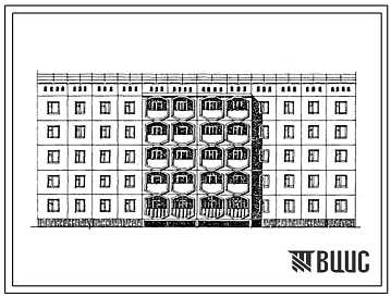 Фасады Типовой проект 76-0101сп.13.87 Блок-секция 5-этажная 20-квартирная рядовая 5.4-4.5 (шаг 3,0 и 3,6м). Для строительства в Узбекской ССР.