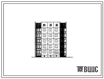 Фасады Типовой проект 1-464АС-096с Полусекция пятиэтажная 10-квартирная рядовая с торцовым окончанием без лестничной клетки 3Б-2Б (левая).