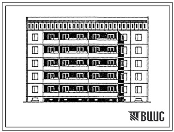Фасады Типовой проект 105-0133с.13.87 Блок-секция 5-этажная 25-квартирная торцевая 1.1.2-2.3. Для строительства в г.Чимкенте и г.Джамбуле.