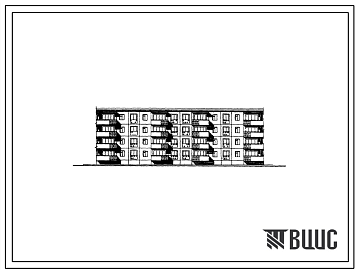 Фасады Типовой проект 203-09с Четырехэтажная 16 квартирная спаренная рядовая блок-секция 4Б.5Б-5Б.4Б.