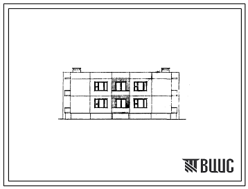 Фасады Типовой проект 111-210-17 Дом двухэтажный шестиквартирный крупнопанельный с квартирами (однокомнатных  1Б — 2, двухкомнатных 2Б — 2, трехкомнатных 3Б — 2). Для строительства во IIВ климатическом подрайоне, II климатическом районе Белорусской ССР.