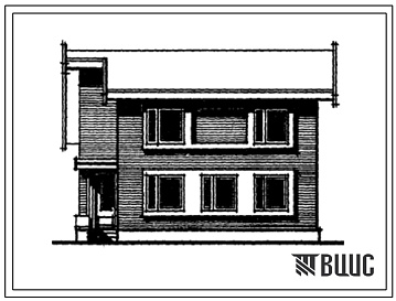 Фасады Типовой проект 144-24-117/1 Одноквартирный жилой дом с четырехкомнатной квартирой в двух уровнях. Для индивидуальных застройщиков южных районов Украинской ССР.