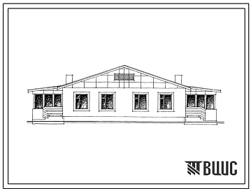 Фасады Типовой проект 184-52-264с.13.86 Одноэтажный двухквартирный жилой дом усадебного типа с квартирами типа 2Б со стенами из кирпича (для Казахской ССР)