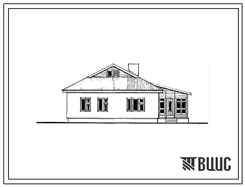 Фасады Типовой проект 188-24-196.86 Одноэтажный дом с четырехкомнатной квартирой типа 4Б. Для государственного и колхозного строительства в сельской местности