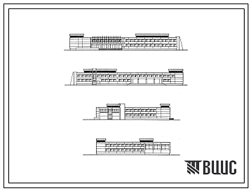 Фасады Типовой проект 241-5-20 Лечебно-учебный корпус для пионерских лагерей санаторного типа на 500 мест, в конструкциях серии ИИ-04. Для строительства в 1В климатическом подрайоне, 2 и 3 климатических районах