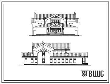 Фасады Типовой проект 264-10-7.13.90 Культурно-досуговый центр на 150 посетителей с залом на 100 мест