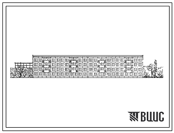Фасады Типовой проект 1Уз-500ТСП-5/1 Четырехэтажный четырехсекционный дом на 32 квартиры (четырехкомнатных 4Б-16; пятикомнатных 5Б-16).