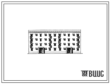 Фасады Типовой проект 77-082сп.85 Четырехэтажная блок-секция рядовая на 16 квартир