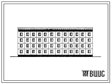 Фасады Типовой проект 76-078сп/1.2 Блок-секция четырехэтажная 16-квартирная рядовая 5Б.4Б.-4Б.5Б. (с шагами поперечных стен 3,0 и 3,6 м).