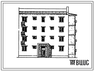 Фасады Типовой проект 77-0117сп.86 Блок-секция 4-этажная 8-квартирная 3А-2Б торцовая правая