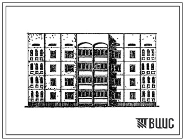 Фасады Типовой проект 148-062.13.86 Блок-секция 4-этажная 16-квартирная рядовая 3-2-2-3 для строительства в г. Мары