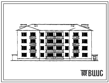 Фасады Типовой проект 114-24-47 Четырехэтажный двухсекционный дом на 24 квартиры для строительства в Северных и Центральных районах УССР