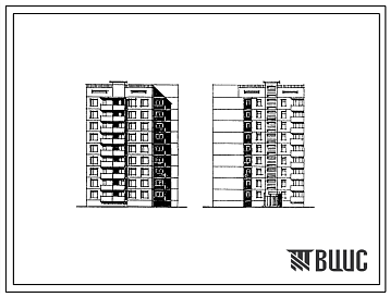 Фасады Типовой проект 135-0239с.85 Девятиэтажная блок-секция с торцевым окончанием (правая) на 18 квартир
