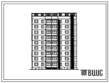 Фасады Типовой проект 125-017/1.2 Девятиэтажная блок-секция торцевая левая на 27 квартир. Для строительства в г.Братске и Усть-Илимске