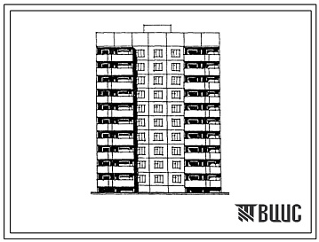 Фасады Типовой проект 121-0183.13.88 Девятиэтажная блок-секция рядовая с торцевыми окончаниями на 40 квартир. Для Костромской области