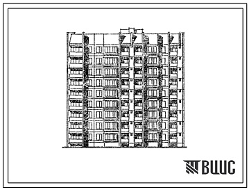 Фасады Типовой проект 152-033.13.87 Девятиэтажная блок-секция поворотная правая с внутренним углом поворота на 36 квартир. Для Гомеля и Гомельской области