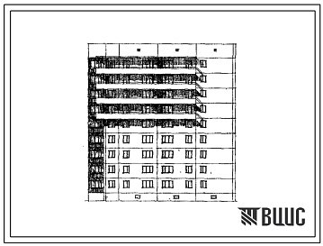 Фасады Типовой проект 108-025 Девятиэтажная крупнопанельная блок-секция на 36 квартир торцевая правая (1Б.2Б.3Б.5Б)