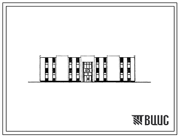 Фасады Типовой проект 264-20-71 Здание райисполкома на 60 сотрудников, со стенами из кирпича, для сельских населенных пунктов. Для строительства в 1В климатическом подрайоне, 2 и 3 климатических районах
