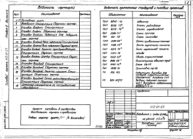 Состав альбома. Типовой проект 413-01-27Альбом 2 Выпуск 4 Металлоконструкции и заказные спецификации для водовыпуска с трубой Д 1200 мм на расход 2,50 м.куб./сек.