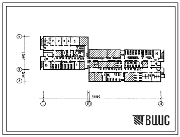 Фасады Типовой проект П-4-1185(254-2-26с.85) Вспомогательные помещения в подвале акушерского с стенами из кирпича на 30 коек для существующих ЦРБ, (убежище на 1185 человек, размеры убежища 78,95м на 34,2м, режимы вентиляции 1,2).