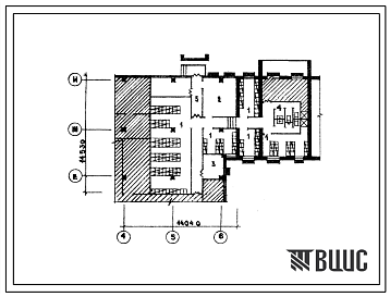 Фасады Типовой проект Б-3-197(272-28-1сп) Помещения 1 этажа универсама торговой площадью 380 м2, (убежище на 197 человек, размеры убежища 14,53м на 14,04м, режимы вентиляции 1,2,3).