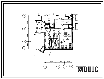 Фасады Типовой проект Б-3-118(274-20-70) Хозяйственно-бытовые помещения 1 этажа столовой доготовочной на 300 мест, (убежище на 118 человек, размеры убежища 15м на 12м, режимы вентиляции 1).