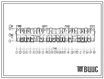 Фасады Типовой проект Б-1,2-878(111-105-52с.1) Помещения общественного назначения в подвале 5-этажного 6-секционного 70-квартирного крупнопанельного дома, (убежище на 878 человек, размеры убежища 77,64м на 11,3м, режимы вентиляции 1,2,3).