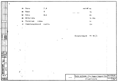 Состав альбома. Шифр РС 1705Альбом 1 Рабочие чертежи панелей.