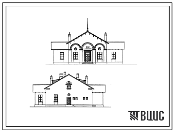 Фасады Типовой проект 182 Сельский клуб с залом на 100 мест. Стены из кирпича.