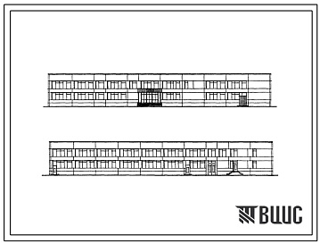 Фасады Типовой проект 231-2-135-59 Общественно-бытовой корпус для техникум и профтехучилищ со средней общеобразовательной подготовки на 960 учащихся. Здание одно-, двухэтажное в конструкциях серии 135. Стены из однослойных легкобетонных панелей.